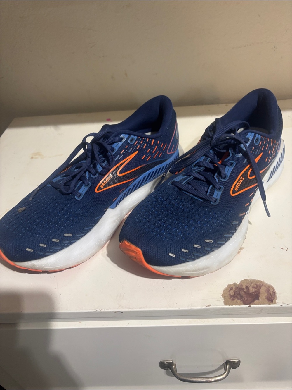 Brooks glycerin gts Men's Navy Blue Running Shoes with Orange Accents
